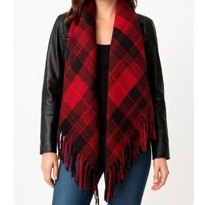 Rewind Leather Like Material with Buffalo Plaid built in Scarf SZ SM faux leathe